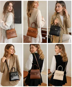 Verschillende draagstijlen van de lederen tassen als crossbody en handtas in kleuren
