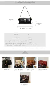 Spécifications de taille et options de couleurs pour le sac baguette français chic en PU