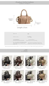 Detailed size specifications and color options for the Boston style PU leather crossbody bag