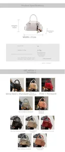 Size chart showing width 21cm and height 14cm for the vintage PU bowling handbag