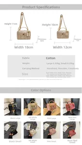 Size chart and dimensions for the fabric box bag in large and small versions