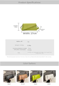 Detailed size specifications and multi-color options for the minimalist crossbody bag