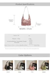 Spécifications de taille pour grand sac cabas en cuir PU avec design plissé élégant