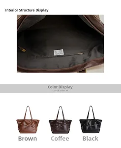 Detail view of large capacity tote bag featuring internal zipper pocket and multiple colors