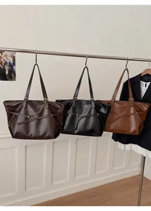 Detailed comparison of dark brown, black, and light brown faux leather tote bag colors