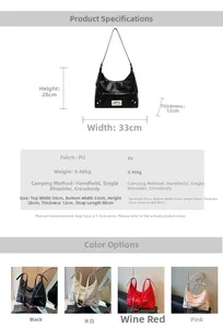 Detail showing various colors and sizes of the punk style faux leather tote bag