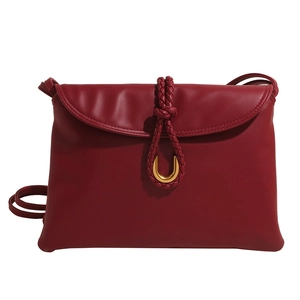 Classic burgundy leather crossbody shoulder bag with premium gold U-shaped metal buckle