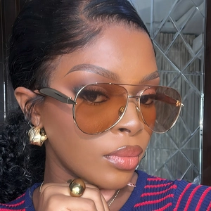 Aviator Sunglasses Metal Frame UV400 Protection Gradient Lenses Double Bridge Outdoor Driving Fashion Eyewear Unisex