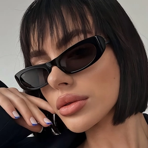 Retro Oval Cat Eye Sunglasses For Women Vintage UV400 Protection PC Frame Fashion Outdoor Eyewear Y2K Street Style
