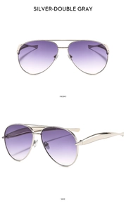 Silver metal aviator sunglasses with gradient lenses showing front and side views