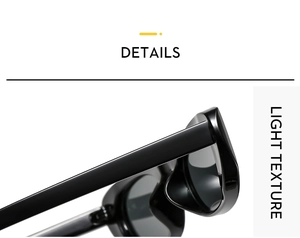Close-up of lightweight black sunglasses hinges with high-gloss finish and smooth edges
