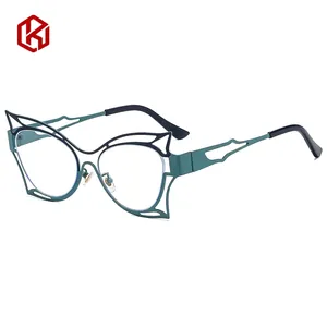 Modische blaugrüne Schmetterlings-Cat-Eye-Brille mit Anti-Blaulicht-Gläsern