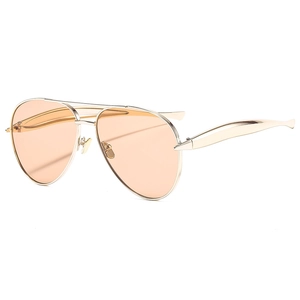 Classic gold metal aviator sunglasses with amber lenses and double bridge design