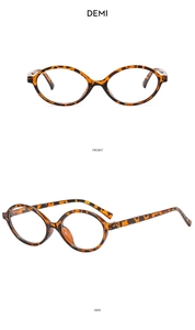 Detaillierte Vorder- und Seitenansicht der ovalen Blaulichtfilter-Brille mit Schildpatt-Muster