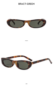 Front and side views of vintage tortoiseshell sunglasses with dark green lenses