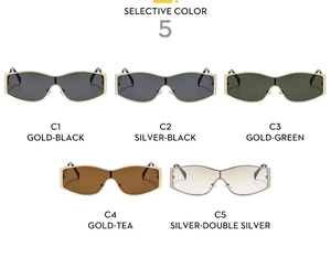 Five color variations of narrow streamlined metal frame cycling sunglasses for fashion