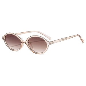 Ovale Vintage-Brille mit champagnerfarbenem Rahmen und braunen Verlaufsgläsern