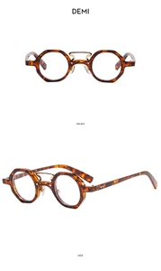 Detailed front and side views of tortoiseshell retro sunglasses with mixed metal bridge