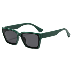Classic square dark green oversized sunglasses for men with wide frames and gray lenses