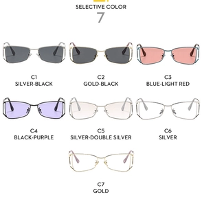 Grille détaillée montrant sept options de couleurs de lunettes à monture métallique