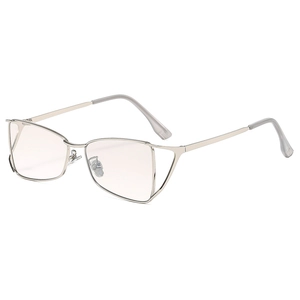 Lunettes de soleil œil-de-chat tendance en métal argenté avec détails découpés