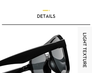 Detail view of the sleek hinge and lightweight black frame of these pilot sunglasses