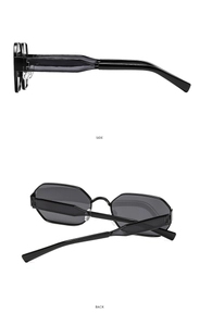 Detailed side and back views of vintage polygonal sunglasses with wide temples
