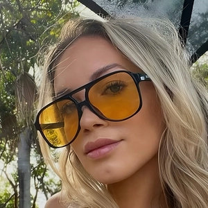 Aviator Sunglasses Retro Double Bridge UV400 Protection PC Frame AC Lens Outdoor Driving Fashion For Men Women