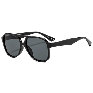 Classic black aviator sunglasses with double bridge design and wide temples for outdoor use