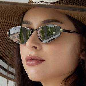 Cat Eye Sunglasses Metal Irregular Frame UV400 Protection Retro Street Fashion Sun Shades For Women Men Outdoor Travel