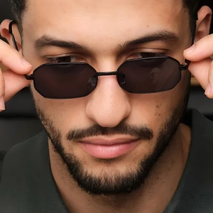 Fashion Metal Square Sunglasses Geometric Hexagonal Frame UV400 Protection Retro Street Style Driving Sun Glasses Men Women