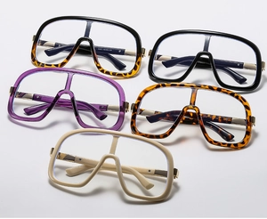 Detailed collection of oversized fashion sunglass frames in various trendy colors and patterns