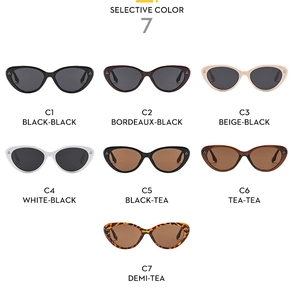 Matrix-Anzeige von ovalen Cat-Eye-Sonnenbrillen in 7 Farben mit Metallpunkt-Akzenten
