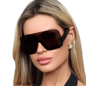 Lunettes De Soleil Shield Oversize Sans Monture Carrées Protection UV400 Mode Rétro Cyberpunk Y2K Pour Femmes Et Hommes