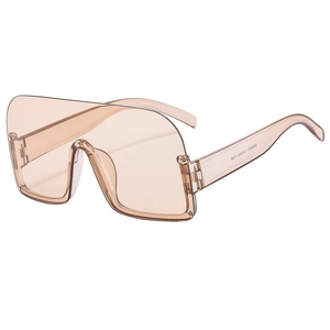 Lunettes de soleil carrées sans monture couleur champagne avec branches épaisses