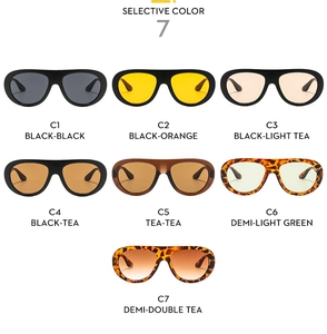 Plusieurs variantes de couleurs de lunettes de soleil ovales rétro avec monture épaisse