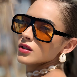 Oversized Square Sunglasses Retro PC Frame AC Lens UV400 Protection Vintage Aviator Shades For Men Women