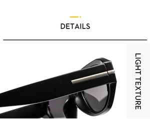 Vue détaillée des lunettes de soleil noires avec accents argentés et verres gris foncé