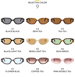 Aperçu de neuf lunettes de soleil rectangulaires rétro en divers coloris et styles