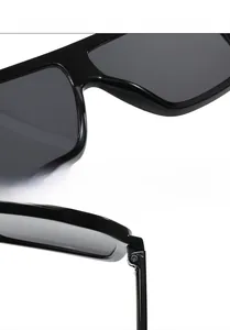 Detail view of lightweight nose pads and metal hinge on square retro aviator sunglasses