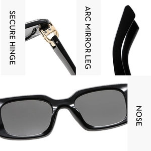 Detailansicht der verstärkten Metallscharniere und ergonomischen Bügel der Sonnenbrille