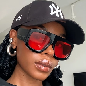 Oversize Quadratische Sonnenbrille Flat Top Mode Brille UV400 Schutz AC Linse PC Rahmen Retro Streetwear Unisex Shades