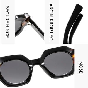 Detail view showing secure hinges and ergonomic nose pads of polygon sunglasses