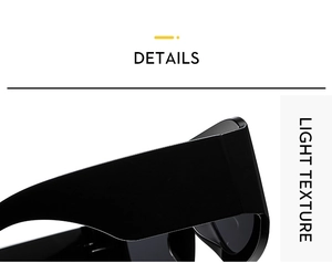 Nahaufnahme der quadratischen Oversize-Sonnenbrille mit leichter Textur und breiten Bügeln