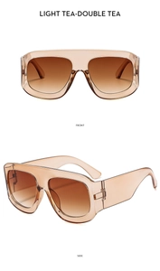 Vorder- und Seitenansicht der quadratischen Übergroße Sonnenbrille in hellem Tee-Farbton