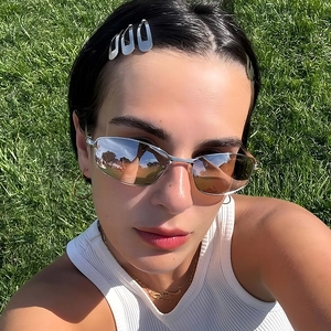 Occhiali Da Sole Rettangolari Retrò Montatura In Metallo Protezione UV400 Y2K Stile Di Strada Moda Uomo Donna