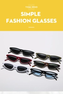 Close-up of cat-eye sunglasses collection in various colors showing temples and model ZN3945