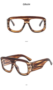 Detaillierte Vorder- und Seitenansicht der übergroßen quadratischen Schildpatt-Sonnenbrille