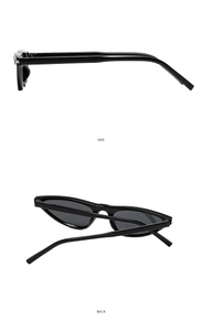 Side and back view of black cat-eye sunglasses showing high-quality frame and hinge details