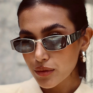 Square Sunglasses Metal Frame UV400 Protection Y2K Fashion Rectangular Sun Glasses For Women Trendy Outdoor Eyewear